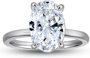 3 Carat Oval Black Engagement Rings for Women by Ginger Lyne | Cubic Zirconia Wedding Rings for Women Sterling Silver | Large Fake Diamond Engagement | Travel CZ Simulated Diamond Promise or Bridal