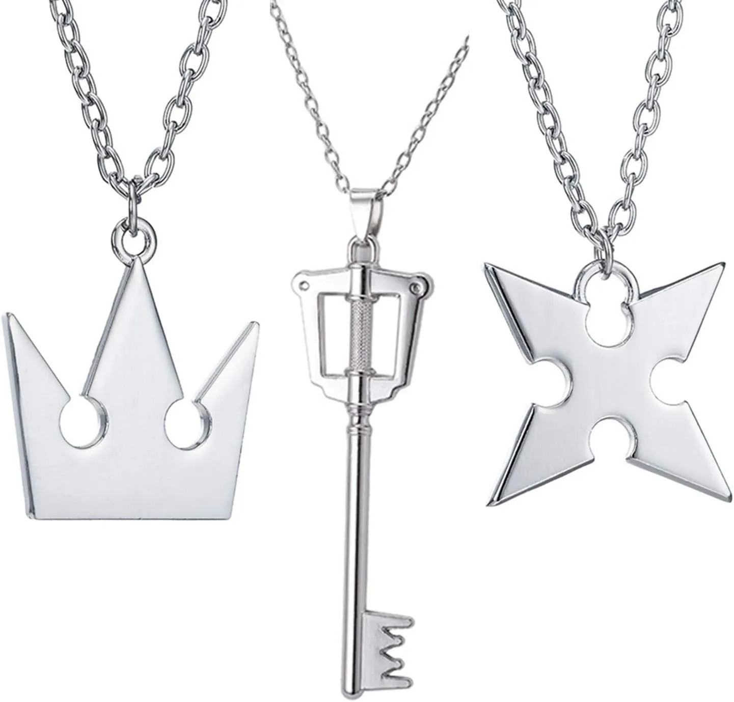 3 Pieces Set Crown & Cross Necklaces Anime Cosplay Figure Pendant for Fans