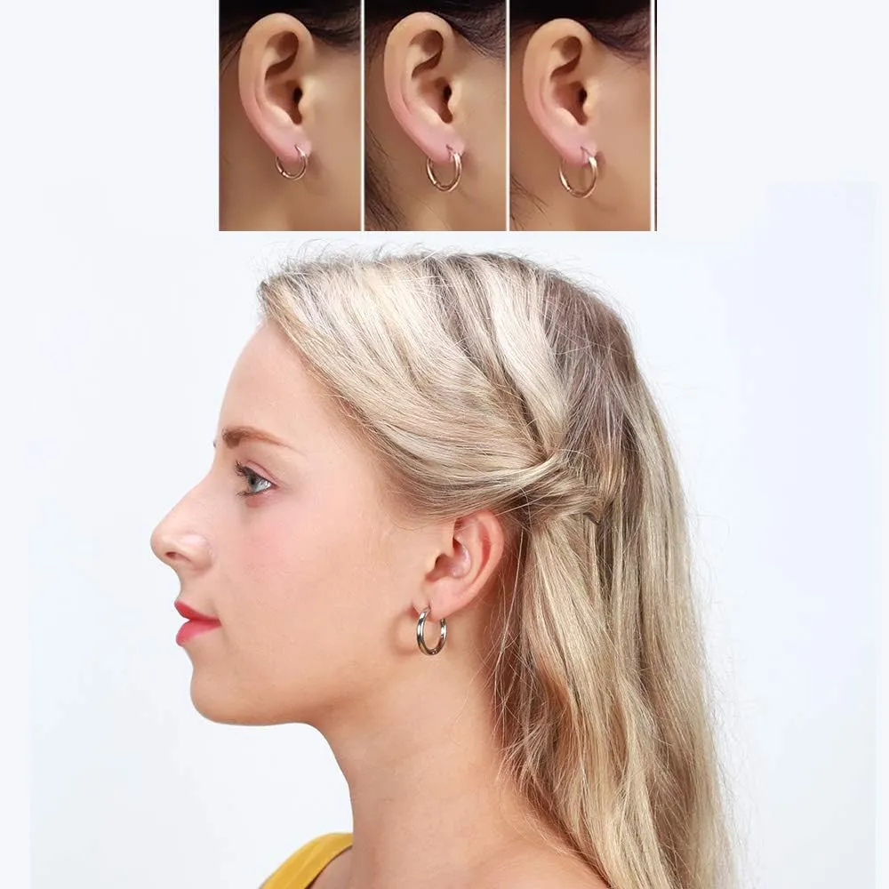 316L Surgical Stainless Steel Huggie Hoop Earrings 6mm 8mm 10mm 11mm 12mm 14mm Hypoallergenic Earrings Hoop Cartilage Helix Lobes Hinged Sleeper Earrings For Men Women