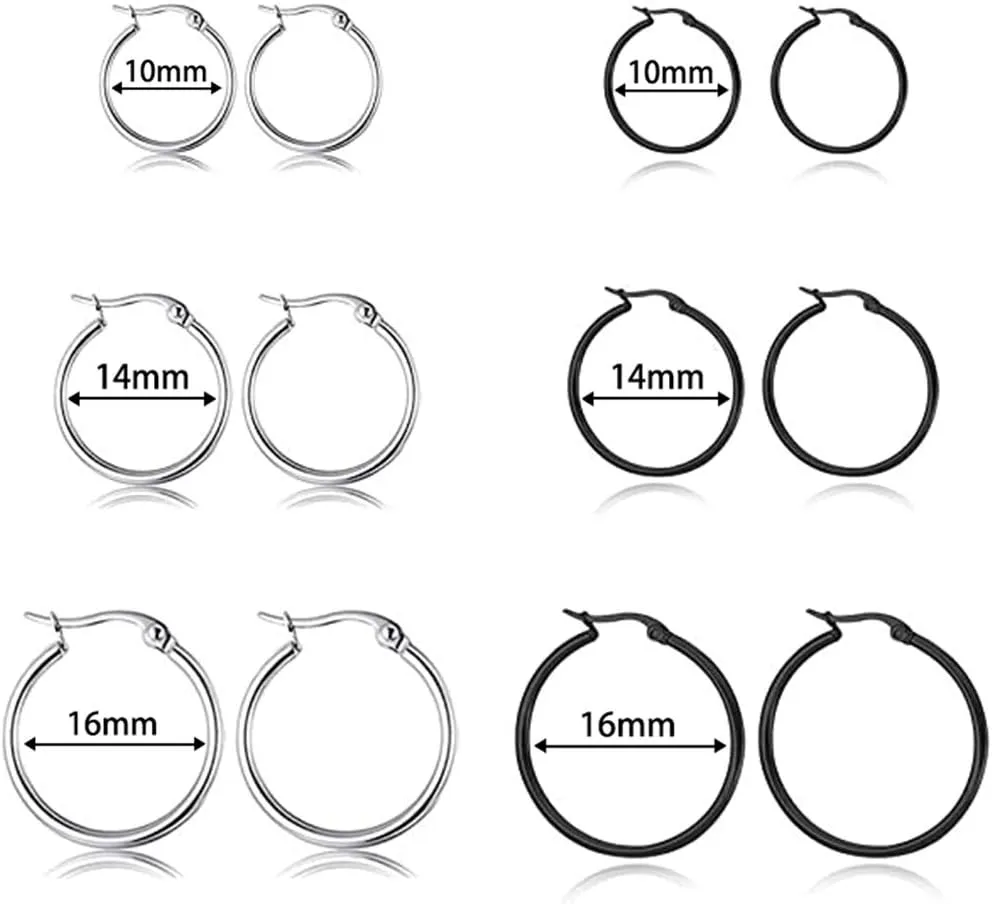 5-10 Pairs Small Gold Silver Hoop Earrings for Women, Stainless Steel Earrings Set Mens Lightweight Thin Hypoallergenic Nickel Free Small Earings