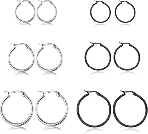 5-10 Pairs Small Gold Silver Hoop Earrings for Women, Stainless Steel Earrings Set Mens Lightweight Thin Hypoallergenic Nickel Free Small Earings