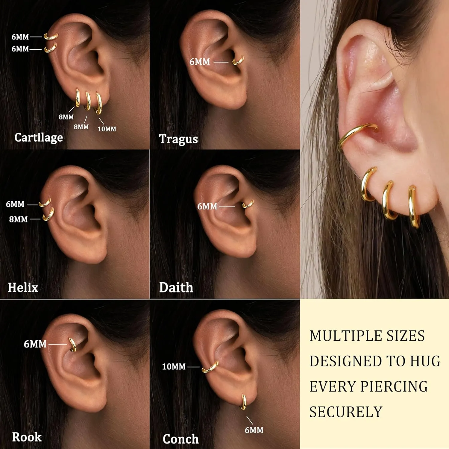 5 Pairs Small Gold Silver Hoop Earrings for Women Men,Hypoallergenic 316L Surgical Stainless Steel Earrings for Sensitive Ears,Cute Tiny Huggie Hoops Earrings Set for Multiple Piercing Jewelry Gift