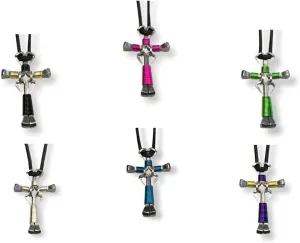 6 Pack Dangle Design Horseshoe Nail Cross Necklaces - You Choose Colors !!!