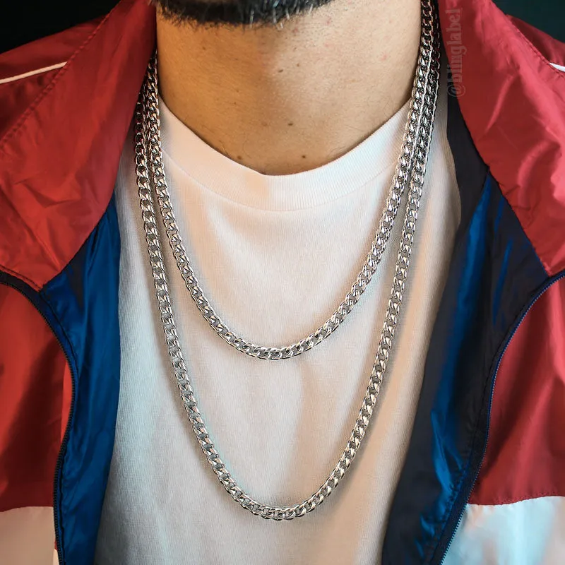 6mm Franco Box Chain in White Gold