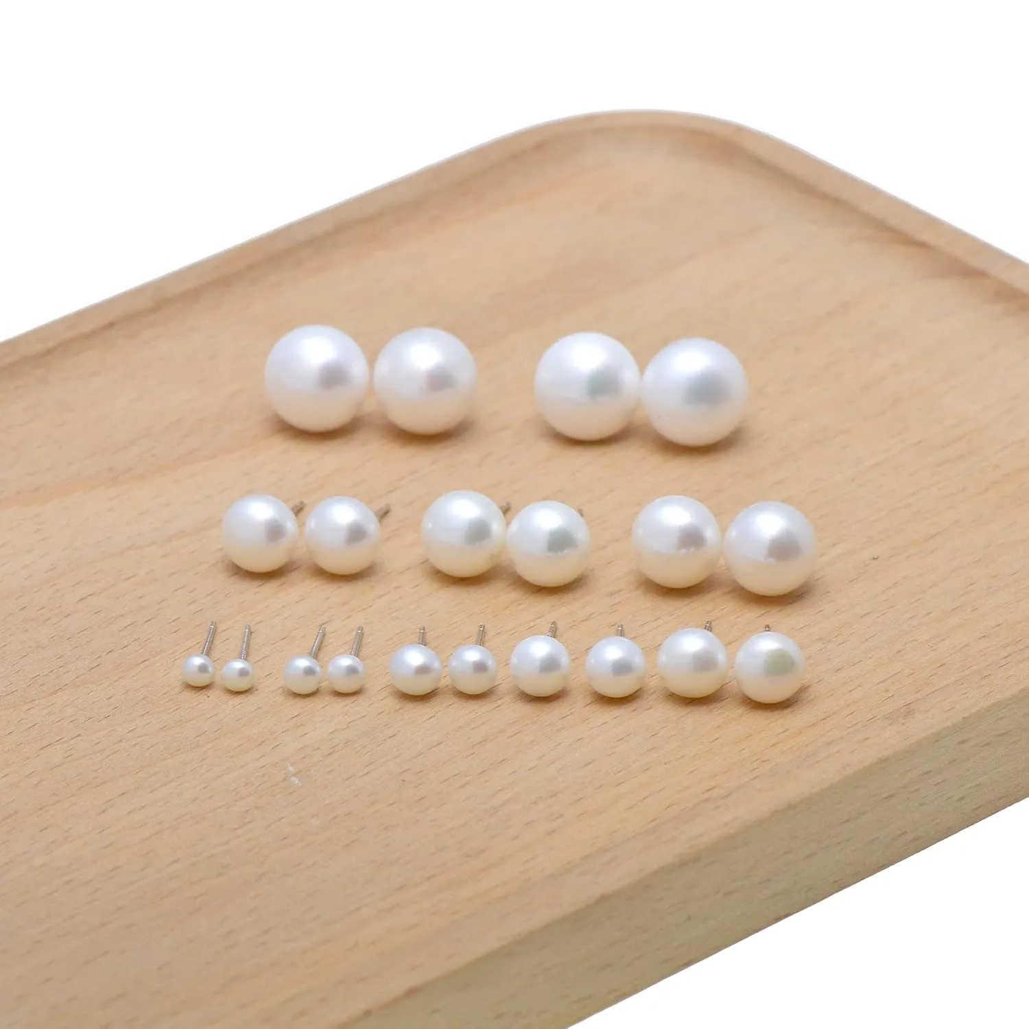 9 MM Freshwater Cultured Half Round Button Pearls Stud Earrings, Sterling Silver Posts