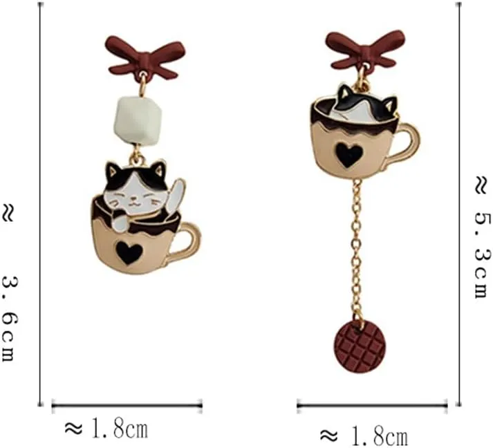 925 Silver Post Earrings For Women Personalized Stud Earrings Anime Asymmetrical Enamel Pendant Earrings