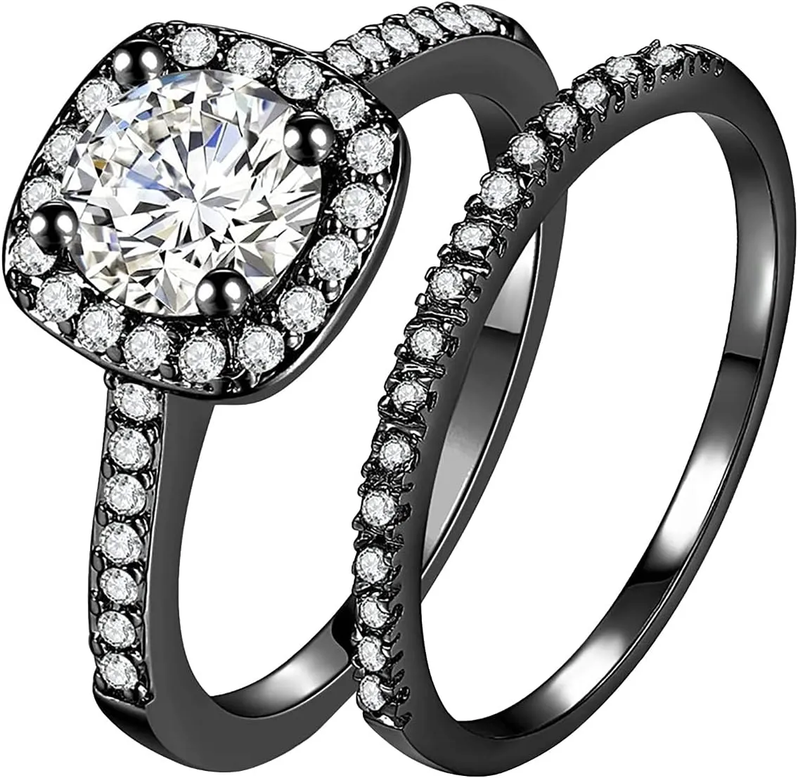925 Sterling Silver Bridal Rings Sets Womens Cubic Zirconia Halo Engagements Wedding Bands Eternity Promise Ring