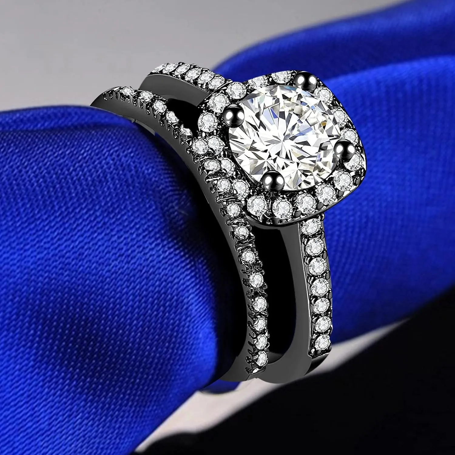 925 Sterling Silver Bridal Rings Sets Womens Cubic Zirconia Halo Engagements Wedding Bands Eternity Promise Ring