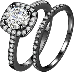 925 Sterling Silver Bridal Rings Sets Womens Cubic Zirconia Halo Engagements Wedding Bands Eternity Promise Ring