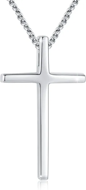925 Sterling Silver Cross Pendant Necklace with 18" 2" Chain
