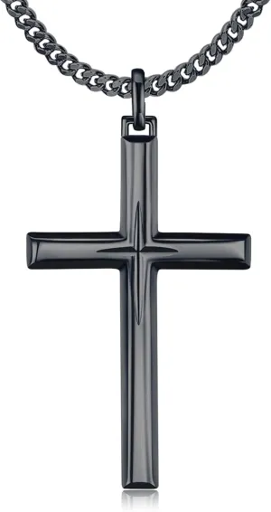 925 Sterling Silver Cross Pendant Necklace with Stainless Steel Chain 22" 2"