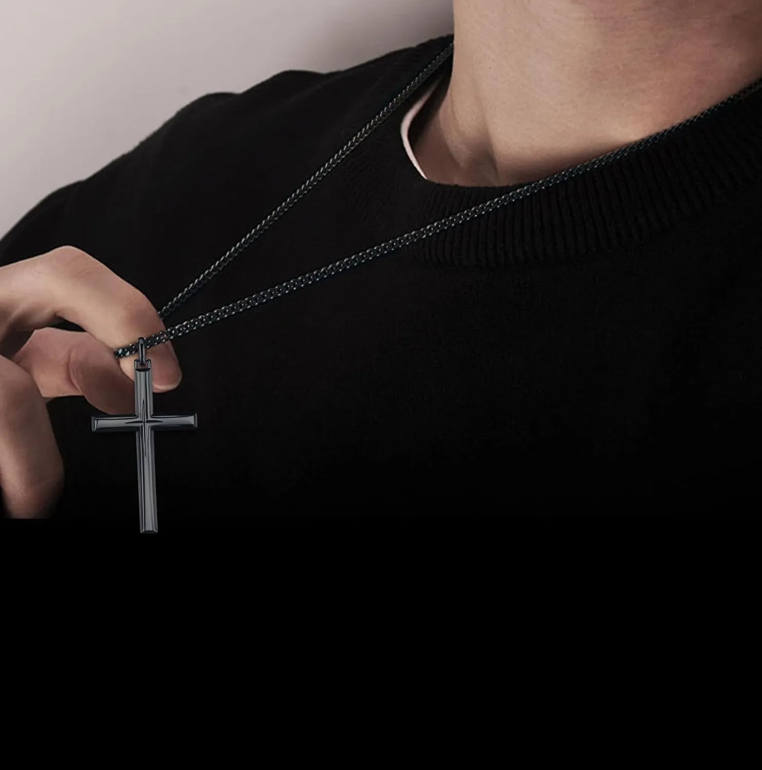 925 Sterling Silver Cross Pendant Necklace with Stainless Steel Chain 22" 2"
