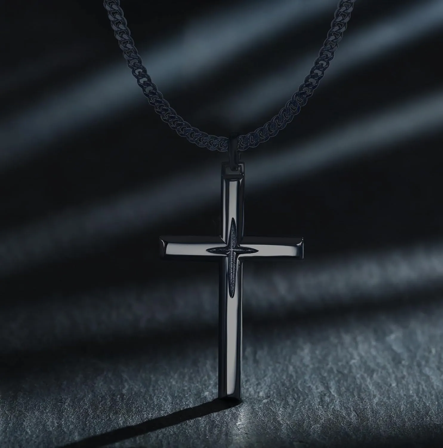 925 Sterling Silver Cross Pendant Necklace with Stainless Steel Chain 22" 2"