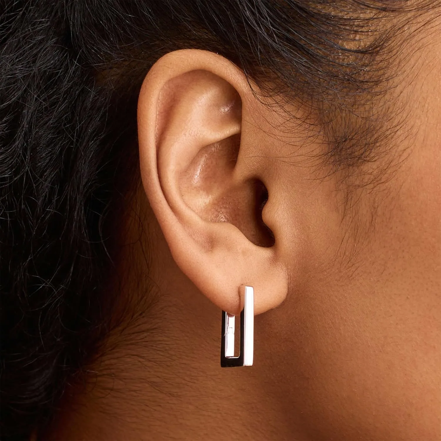 925 Sterling Silver Earrings for Women Trendy Square Hoop Earrings Minimalist Geometric Rectangle Earing, Hypoallergenic Huggie Hoops Fashion Jewelry