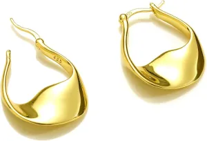 925 Sterling Silver Earrings Silver Hoop Earrings for Women Small Huggie Hoops, Lightweight Chunky Hoops, Hypoallergenic Nickel-Free Elegant Everyday Jewelry, Dainty Silver Earrings for Gifts