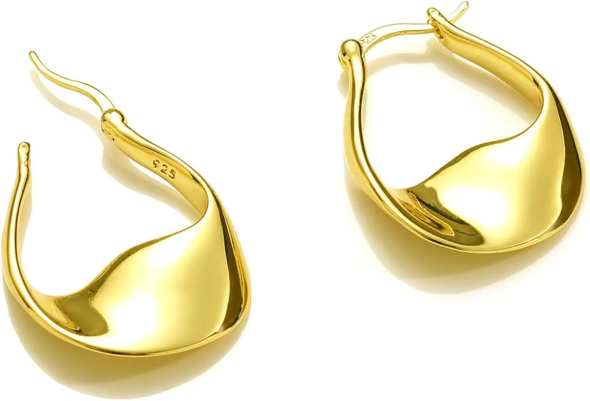 925 Sterling Silver Earrings Silver Hoop Earrings for Women Small Huggie Hoops, Lightweight Chunky Hoops, Hypoallergenic Nickel-Free Elegant Everyday Jewelry, Dainty Silver Earrings for Gifts