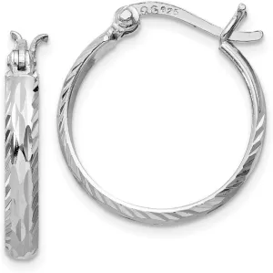 925 Sterling Silver Hollow Hinged hoop Polished Textured Small Round-Hoop Earringss 22x22mm Wide 2.5mm Thick-Hoop Earring for Women