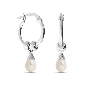 925 Sterling Silver Pearl Drop Earrings - 7x10mm Round Pearl - Elegant Pearl Earrings for Women - June Birthstone Earrings - Classic Gift for Her