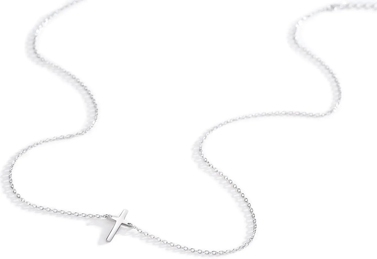 925 Sterling Silver Small Cross Necklace for Women Men 16" 2"