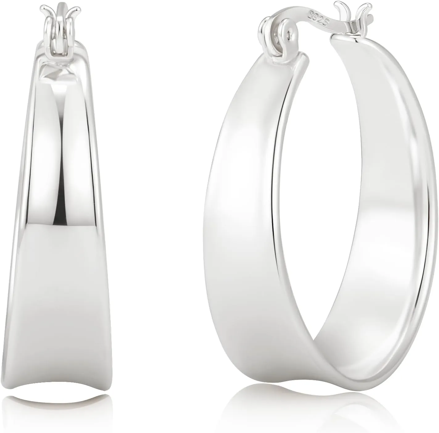 9mm Wide 925 Sterling Siver Earrings Hoop for Women Hypoallergenic 14K Gold Plated Hoop Earrings Lightweight Thick Chunky Hoop Earrings 20/25/30mm