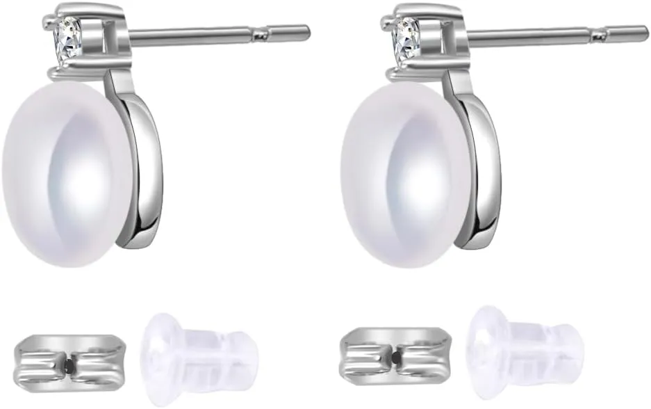 AAA  Quality Handpicked Freshwater Cultured Stud Button Pearl Earrings Gold Plated 925 Sterling Silver Post