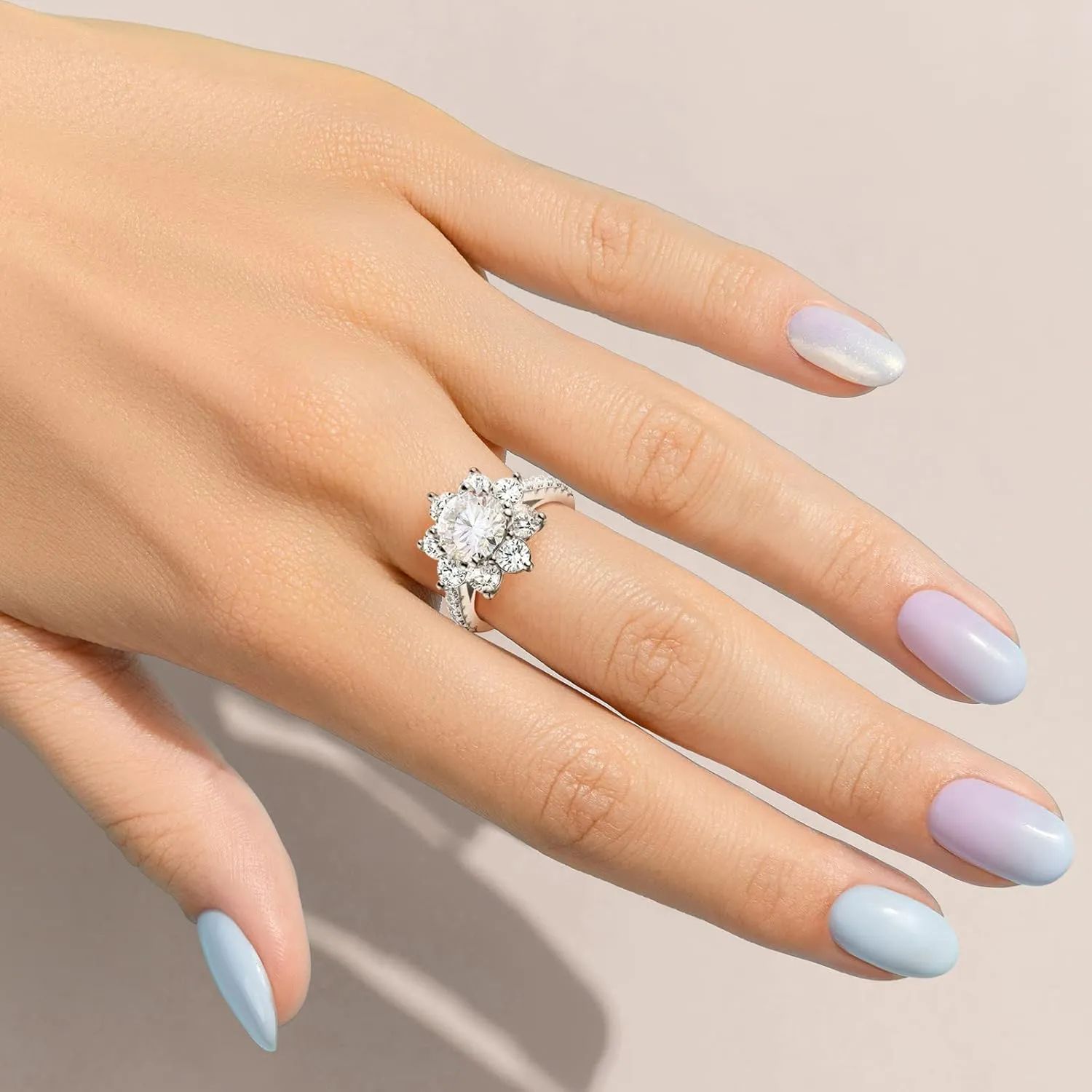 ABSOLUTE 2 Carat Moissanite Rings for Womens Engagement Rings Round Cut Solitaire Rings 925 Sterling Silver Rings Sunflower Cut Ring With Certificate Moissanite Oval Cut Rings for Women