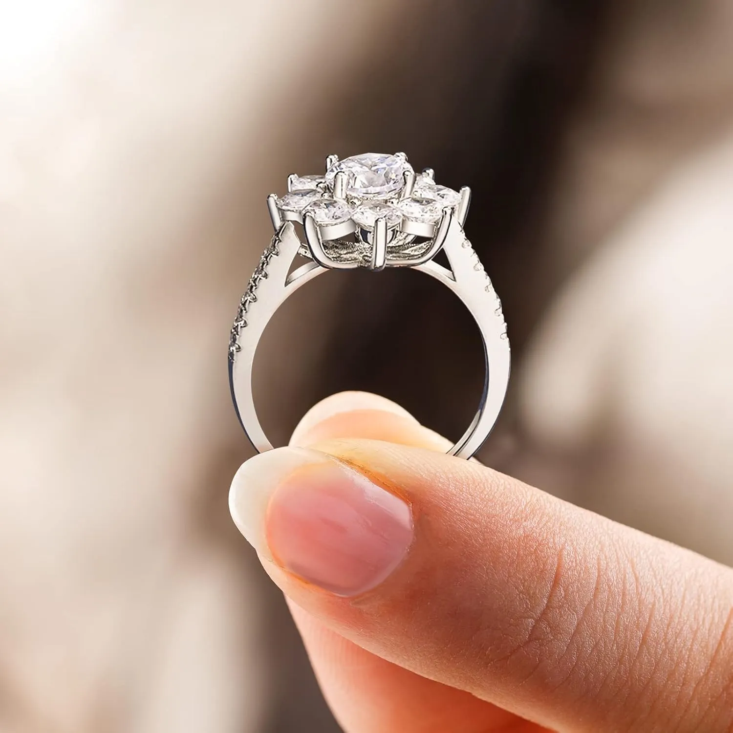 ABSOLUTE 2 Carat Moissanite Rings for Womens Engagement Rings Round Cut Solitaire Rings 925 Sterling Silver Rings Sunflower Cut Ring With Certificate Moissanite Oval Cut Rings for Women