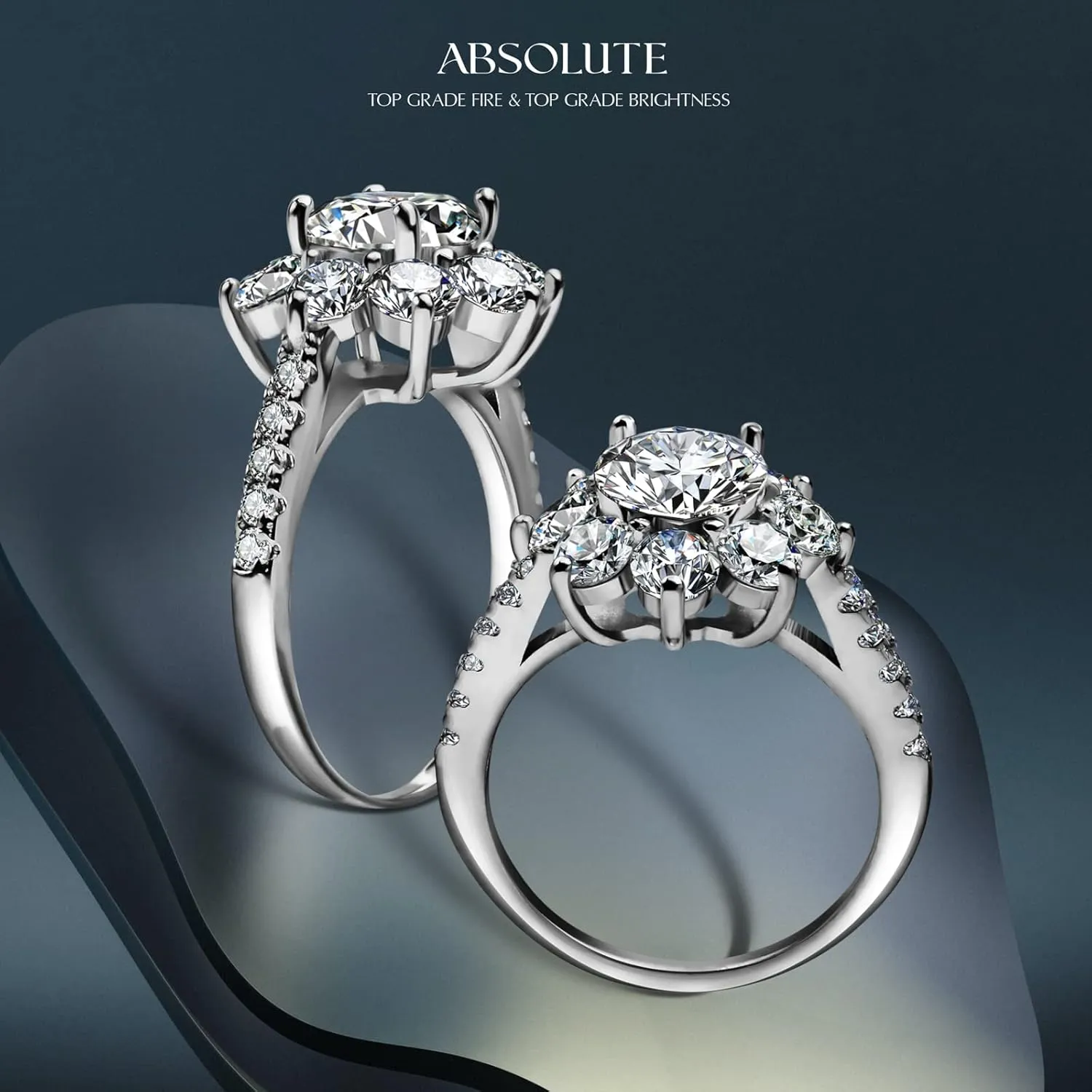 ABSOLUTE 2 Carat Moissanite Rings for Womens Engagement Rings Round Cut Solitaire Rings 925 Sterling Silver Rings Sunflower Cut Ring With Certificate Moissanite Oval Cut Rings for Women