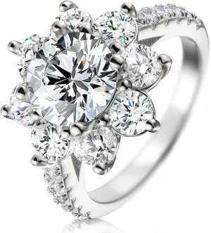 ABSOLUTE 2 Carat Moissanite Rings for Womens Engagement Rings Round Cut Solitaire Rings 925 Sterling Silver Rings Sunflower Cut Ring With Certificate Moissanite Oval Cut Rings for Women