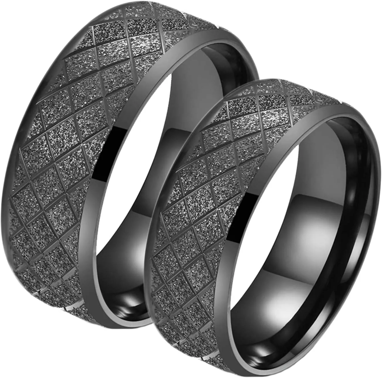 Aienid Matching Rings for Couples Promise Rings Stainless Promise Rings for Her Black Matte Ring 8MM