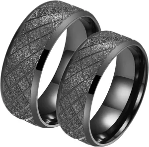 Aienid Matching Rings for Couples Promise Rings Stainless Promise Rings for Her Black Matte Ring 8MM