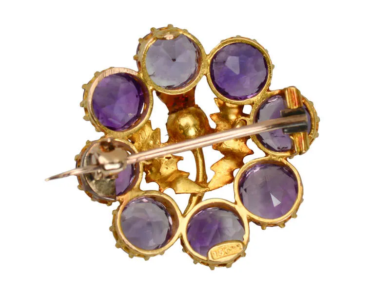 Amethyst Citrine Antique Thistle Brooch Pendant