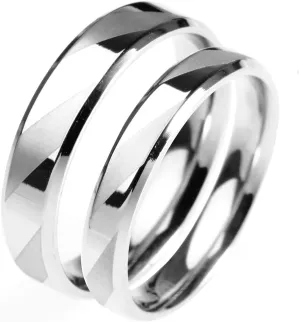 ANAZOZ Silver Rings for Couples Set with 2 Rings, His and Hers Promise Rings Sets Stainless Steel Brushed Finished Rings with Custom Engraved