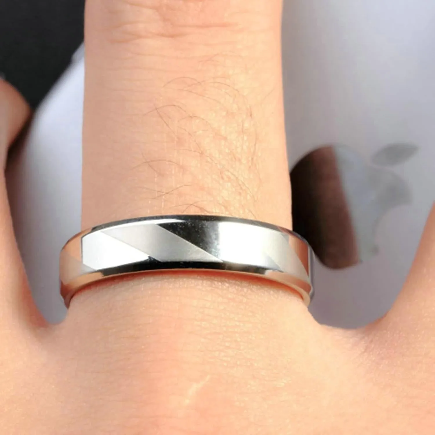 ANAZOZ Silver Rings for Couples Set with 2 Rings, His and Hers Promise Rings Sets Stainless Steel Brushed Finished Rings with Custom Engraved