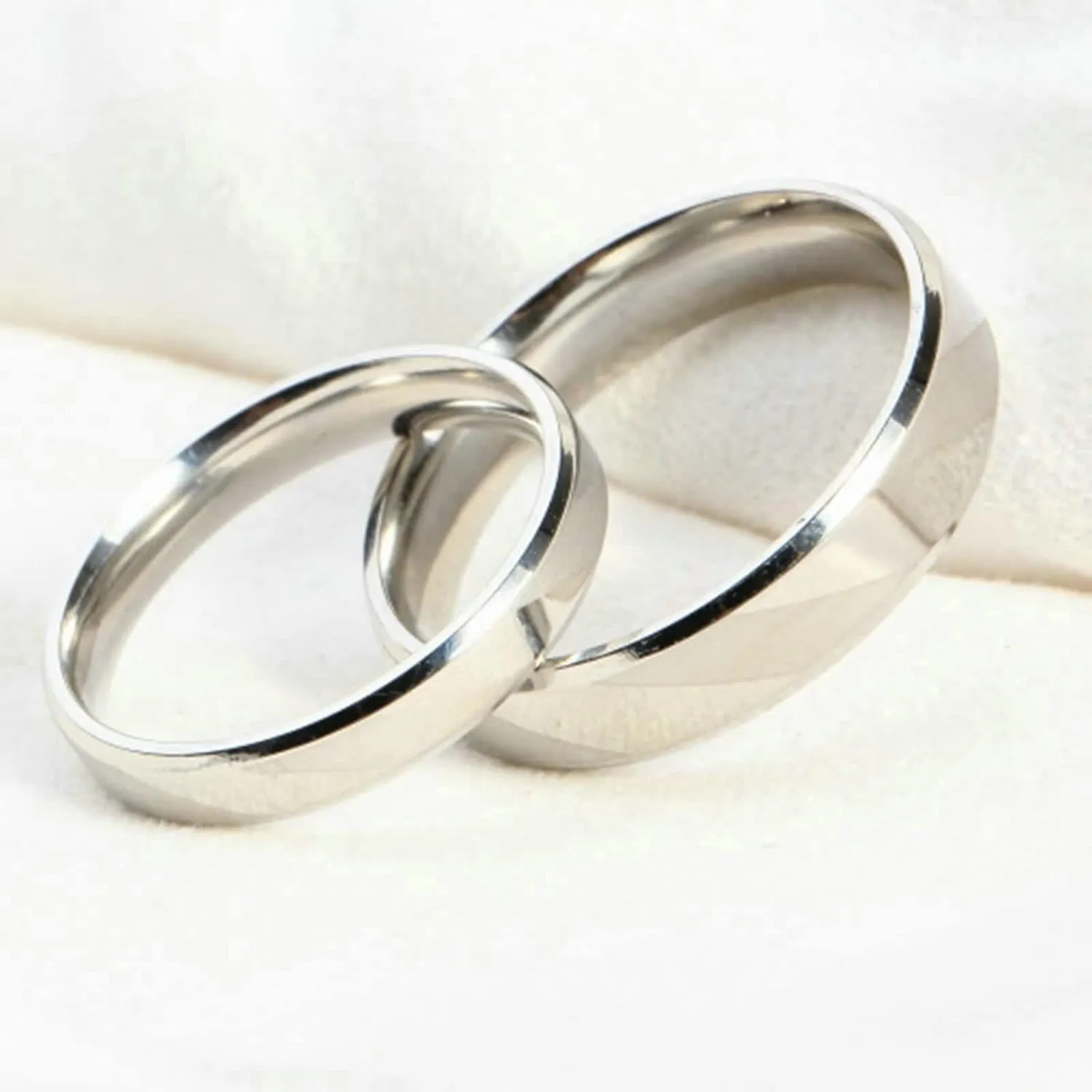 ANAZOZ Silver Rings for Couples Set with 2 Rings, His and Hers Promise Rings Sets Stainless Steel Brushed Finished Rings with Custom Engraved