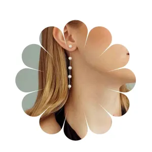 Andelaisi Boho Pearl Tassel Dangle Earrings Long Pearl Earrings Vintage Pearl Chain Drop Earrings Wedding Pearl Long Chain Earrings Jewelry for Women