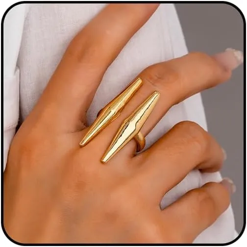 Angyape Chunky Gold Rings for Women Non Tarnish,Stackable Thumb Rings for Women Silver/Gold Tarnish Free Stacking Ring Fidget Knuckle Adjustable Ring Jewelry Gifts