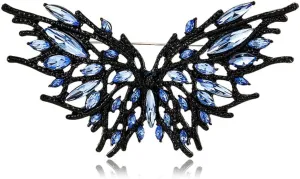 Antique Rhinestone Butterfly Brooch Pin for Women Girls Vintage Big Blue Crystal Black Wings Insect Animal Brooches Lapel Pins Delicate Retro Hat Dress Accessories Unisex Halloween 80s 90s Party Jewelry Gift