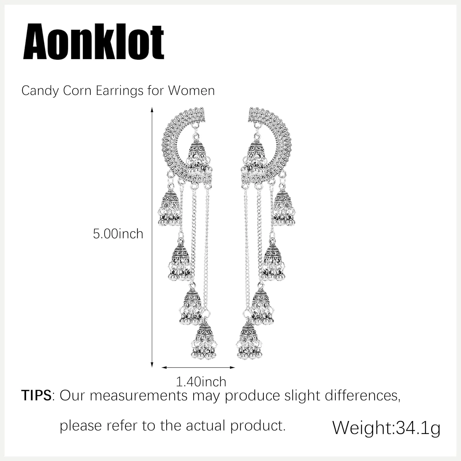Aonklot Jhumkas Indian Earrings for Women Boho Ball Chandelier Tassel Statement Dangle Earrings Wedding Bridal Jhumki Bollywood Bell Jewelry Gifts Indian Dresses Outfits