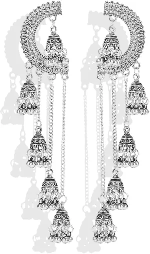 Aonklot Jhumkas Indian Earrings for Women Boho Ball Chandelier Tassel Statement Dangle Earrings Wedding Bridal Jhumki Bollywood Bell Jewelry Gifts Indian Dresses Outfits