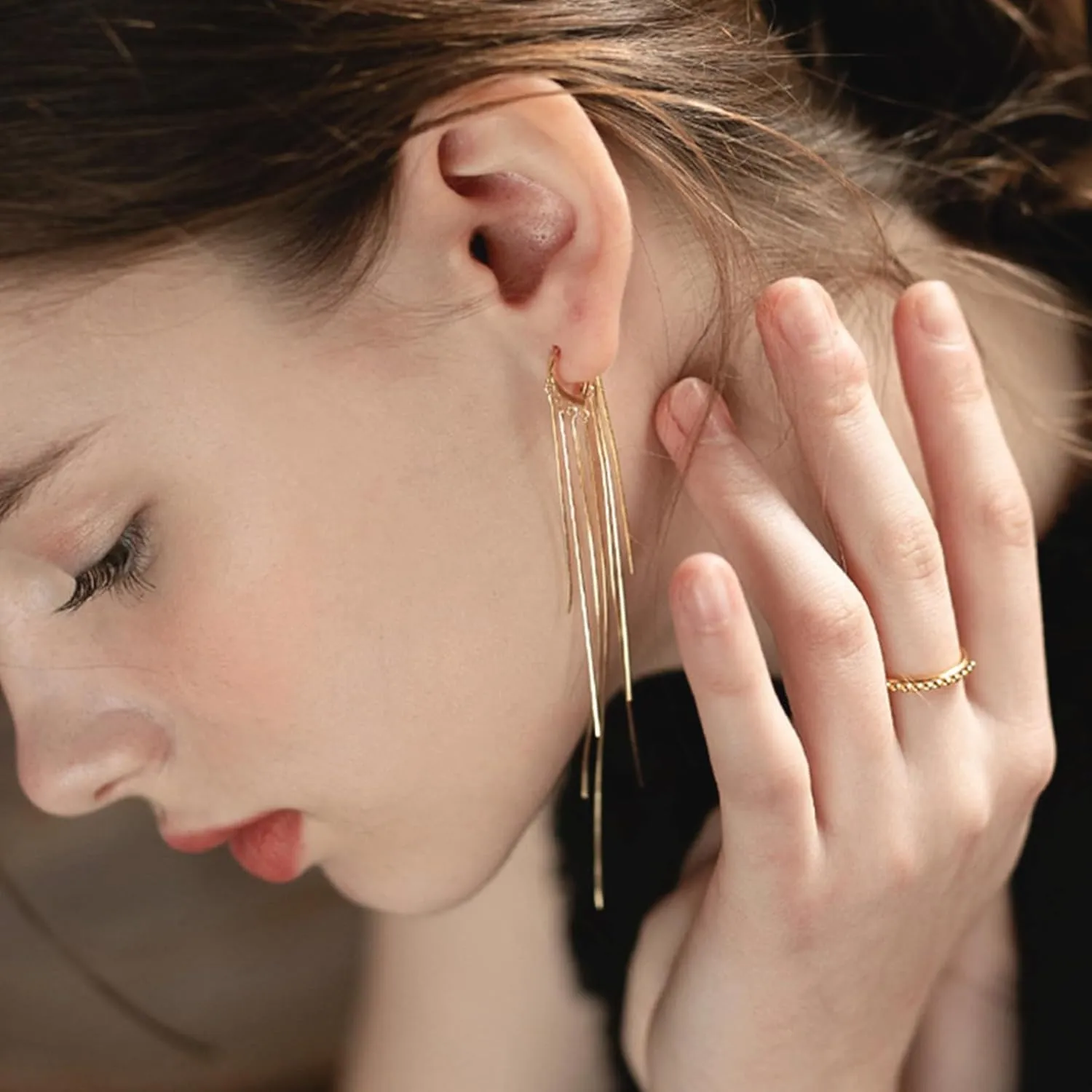 ASOQOLA Long Tassel Dangle Drop Earrings for Woman Tassel Dangling Earrings 925 Silver Chandelie dangling earring for Prom Fashion Jewelry