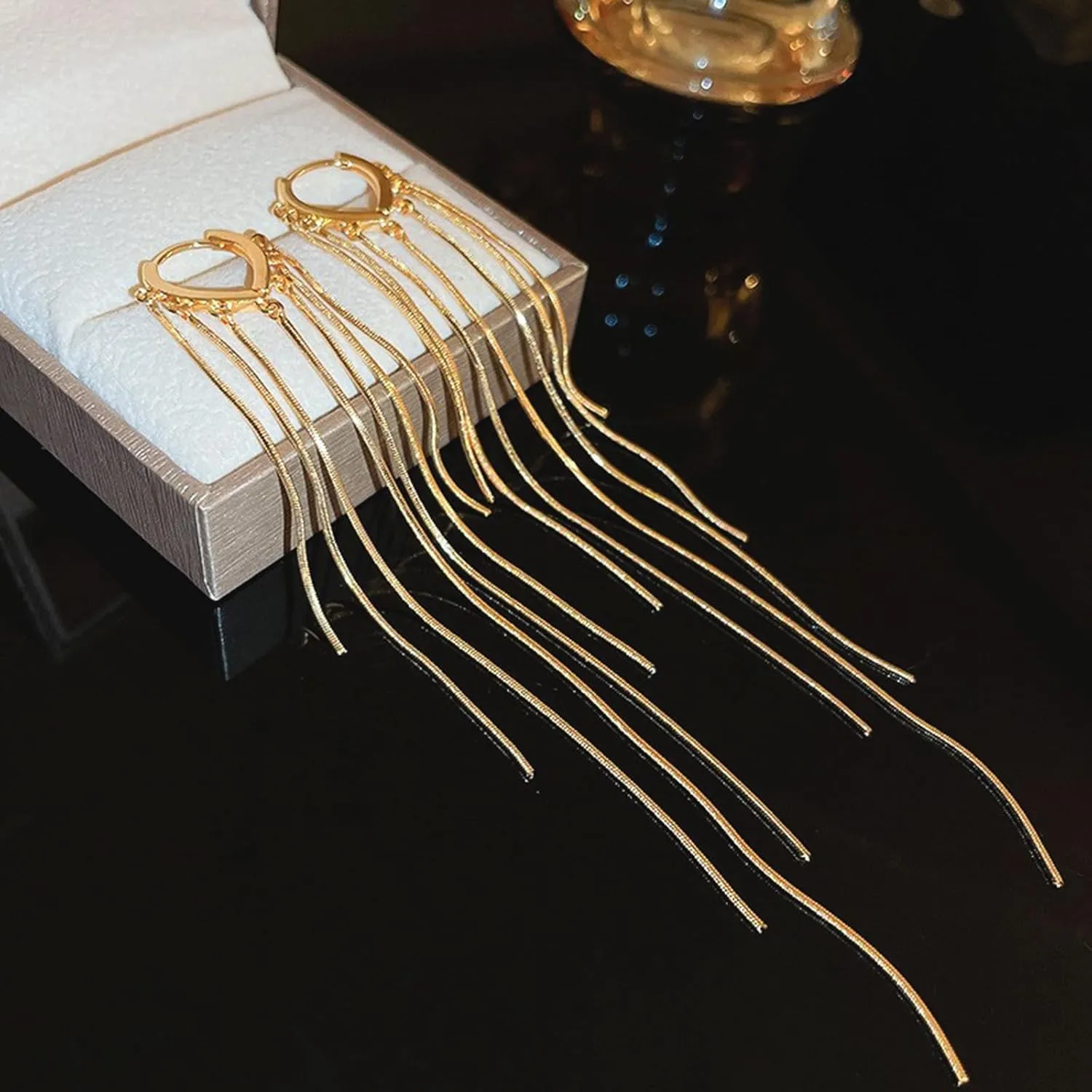 ASOQOLA Long Tassel Dangle Drop Earrings for Woman Tassel Dangling Earrings 925 Silver Chandelie dangling earring for Prom Fashion Jewelry
