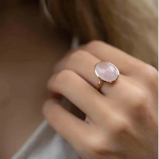 Barbara Ring Rose Quartz 18k Plated