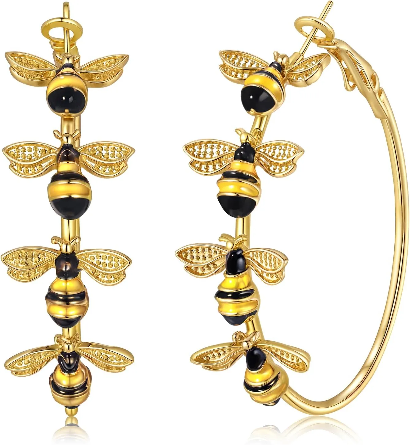 Bee Hoop Earrings Honey Bee Large Gold Hoop Earrings Stud Fun Cute Animal Jewelry for Women Spring Summer Holiday Party Gift