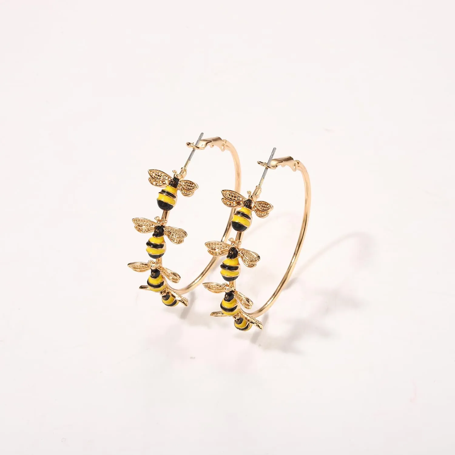 Bee Hoop Earrings Honey Bee Large Gold Hoop Earrings Stud Fun Cute Animal Jewelry for Women Spring Summer Holiday Party Gift