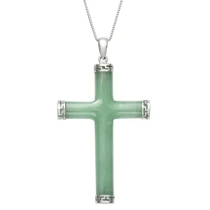 Belacqua Natural Cross Jade Pendant for Women | 14K Gold/Sterling Silver | With Chain/Without Chain| Gift Box Included