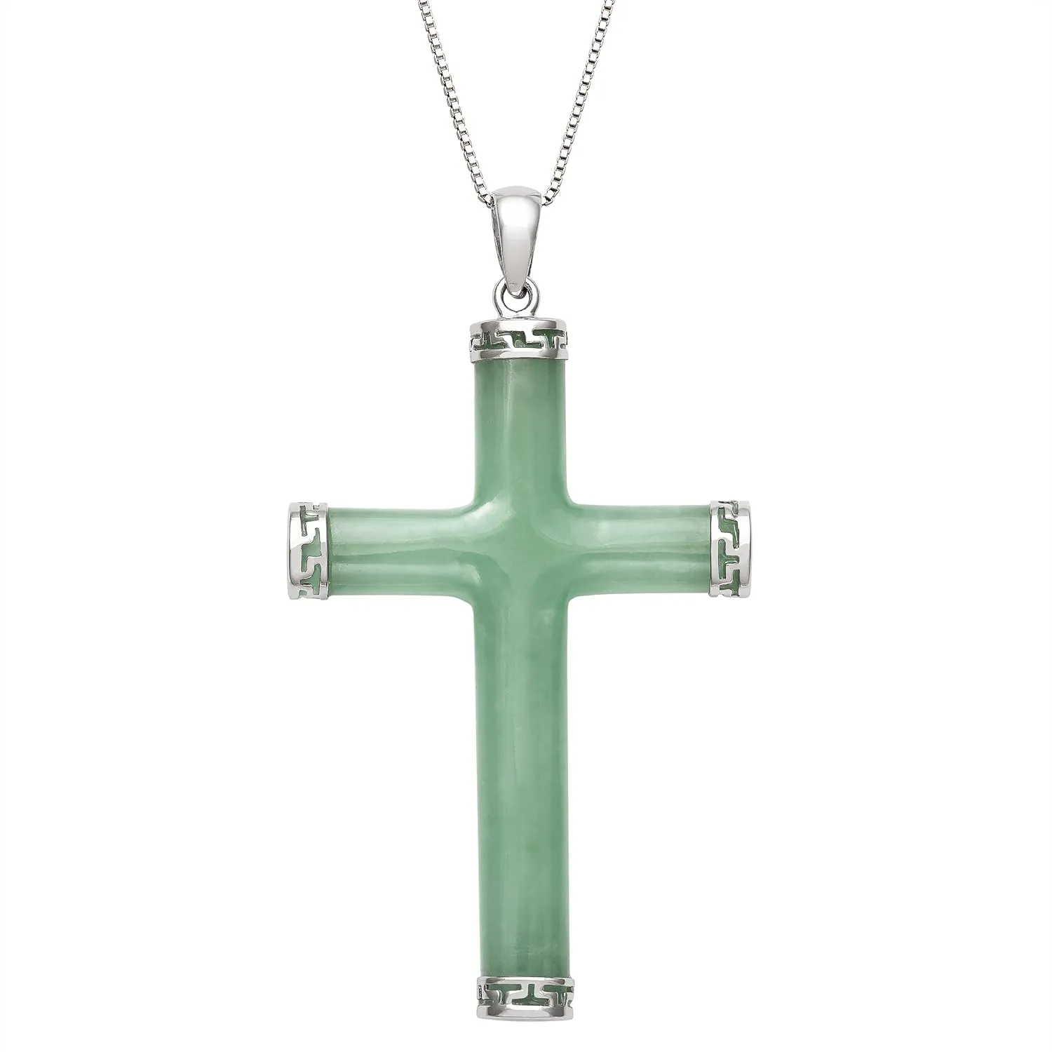 Belacqua Natural Cross Jade Pendant for Women | 14K Gold/Sterling Silver | With Chain/Without Chain| Gift Box Included