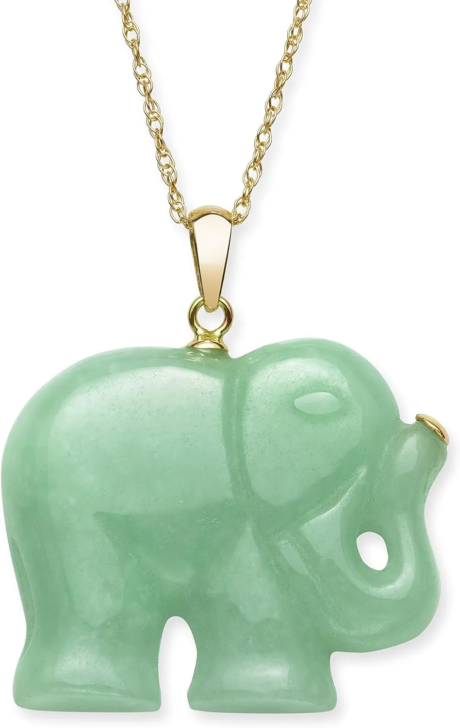 Belacqua Natural Green Jade Elephant Pendant Necklace for Women | 14K Yellow Gold/Sterling Silver | 18" Box Chain | Jewelry for Her | Gift Box Included
