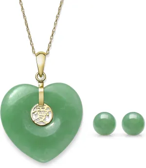 Belacqua Natural Jade Heart Charm Necklace Pendant for Women | 14K Gold 18" Rope Chain With Spring Ring Clasp| Jewelry for Her | Gift Box Included