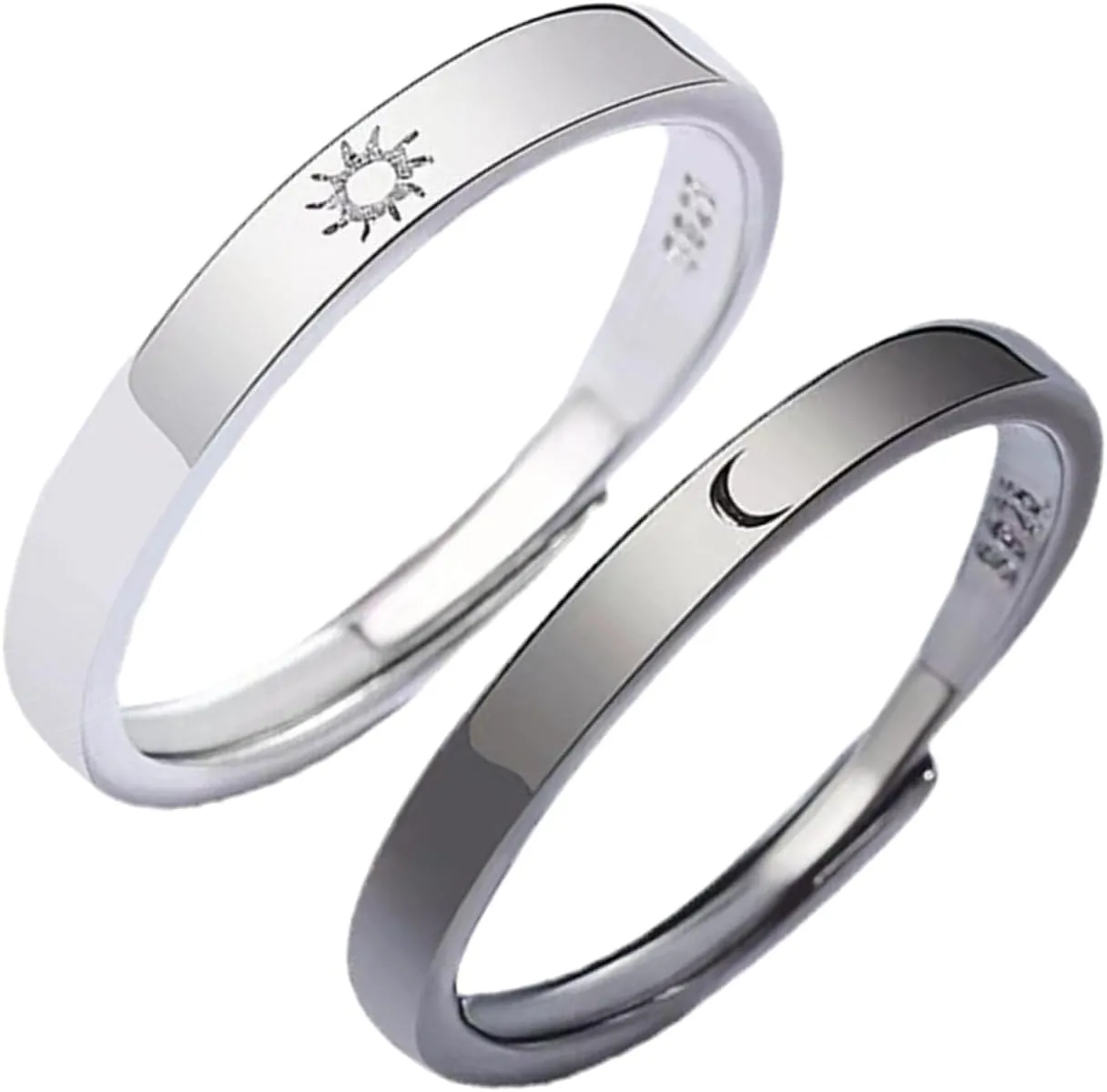 BESPORTBLE 1 Pair Adjustable Sun and Moon Couple Rings Matching Rings for Him and Her Promise for Couples Jewelry Present for Lovers for Any Occasion